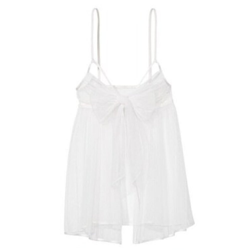 New! Victoria’s Secret Coconut White Sheer Dotted Mesh Babydoll Slip 4355